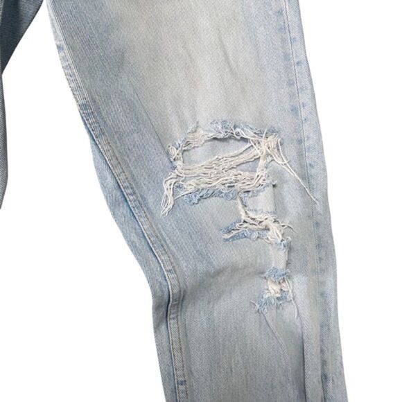 Zara Lightwash Boyfriend Distressed Straight Leg Mom Jeans Size 6 - Picture 4 of 9